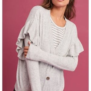 Anthropologie Ruffle Cardigan